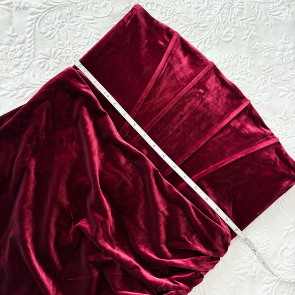 NWOT Lulus Glamorous Celebrations Wine Red Velvet Strapless Tulip Dress XLarge - Picture 8 of 9